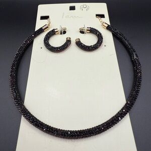 Sparkly Black Jewelry Set - Necklace and Earrings Party Night Out